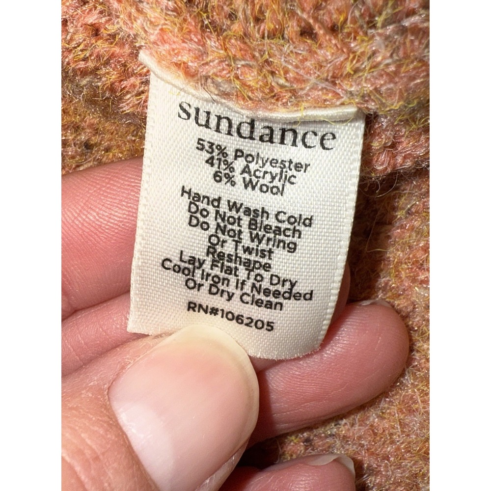 Sundance Orange Speckled Open Knit‎ Mock Neck Sweater Size Small - Picture 6 of 8